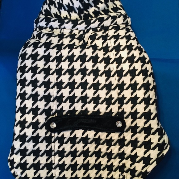 Herringbone Pet Coat with Rhinestone B/W NWOT - Picture 1 of 8